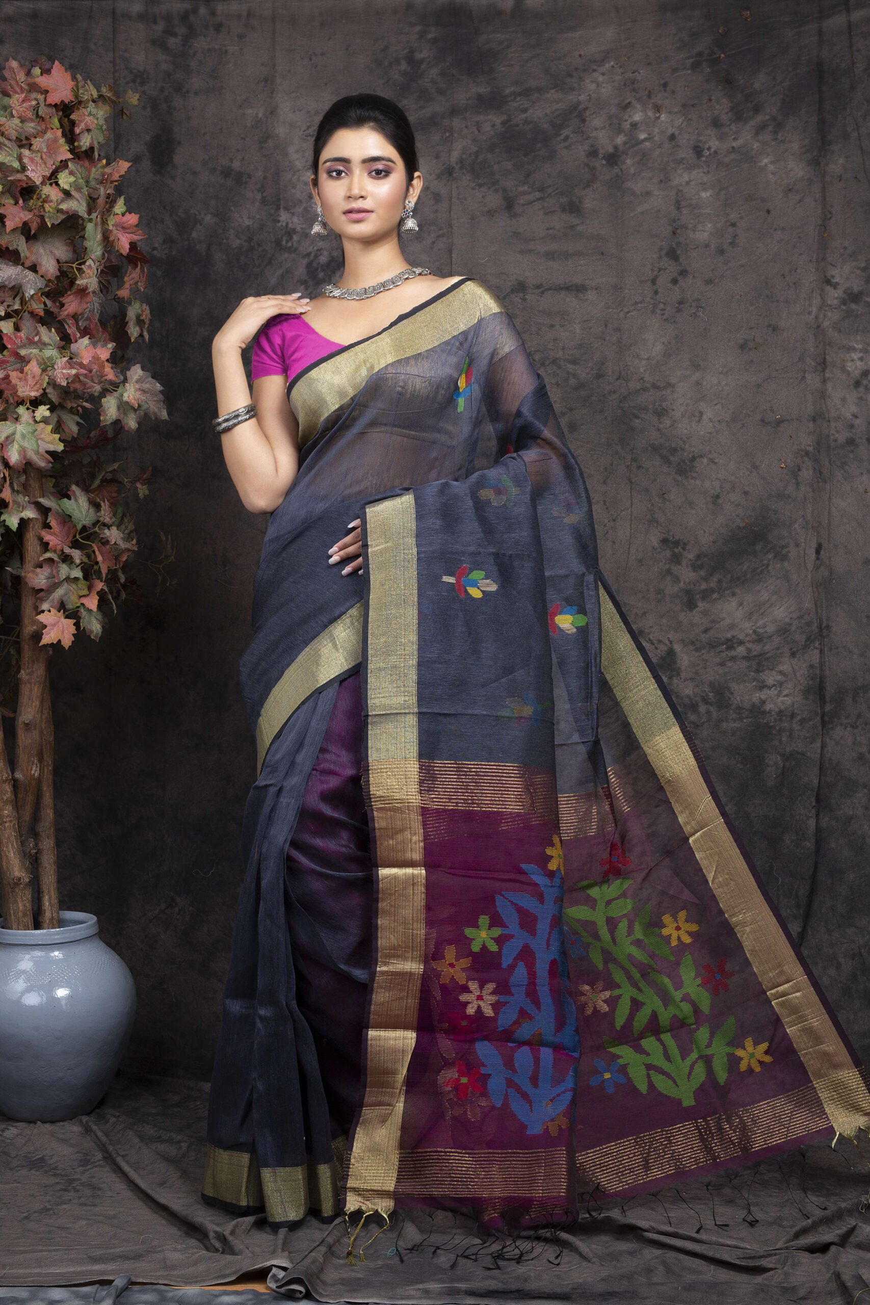 Casual Saree for Women Designed Linen Saree